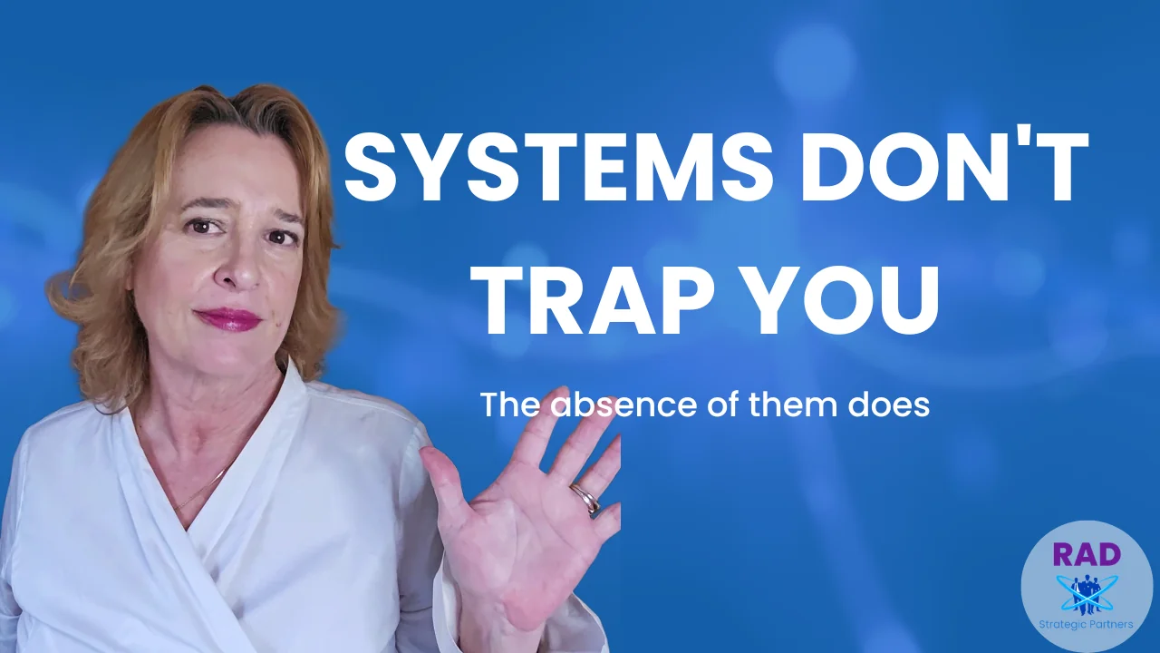 Business coach Angie Dobransky explaining why business systems create freedom, not bureaucracy