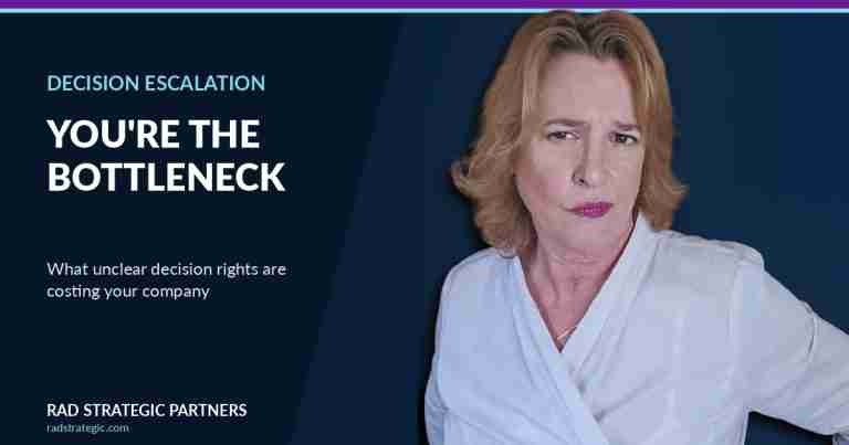 Angie Dobransky, founder of RAD Strategic Partners, discussing why unclear decision rights make business owners the bottleneck in their own company